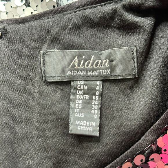 Aidan Mattox Dress Womens 4 Black Wine Sequins Shift Mini Swiftie Cocktail Party - Picture 6 of 10